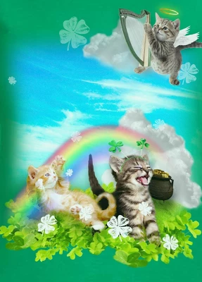 St. Patrick's Day Shirt Green Irish Rainbow Angel Kittens Tee Green 4 St. Patrick's Day Shirt Green Irish Rainbow Angel Kittens Tee Green - Image 2