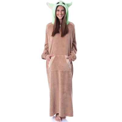 Star Wars The Mandalorian Baby Yoda Costume Adult Wearable Blanket Pullover Robe Brown 7 Star Wars The Mandalorian Baby Yoda Costume Adult Wearable Blanket Pullover Robe Brown - Image 5