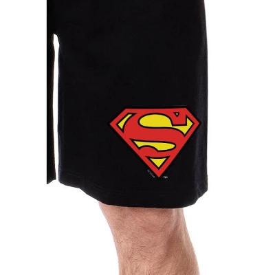 DC Comics Mens' Superman 'S' Logo Icon Character Sleep Pajama Shorts Black 3 DC Comics Mens' Superman 'S' Logo Icon Character Sleep Pajama Shorts Black
