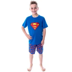 DC Comics Big Boys' Superman Logo Short Sleeve Pajama Short Set Blue -Intimo GUEST ac7a1934 e578 446f bdb1 34667fa1ac57