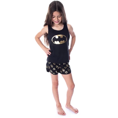 DC Comics Girls' Batman Gold Foil Logo Racerback Tank Shorts Pajama Set Batman Logo 6 DC Comics Girls' Batman Gold Foil Logo Racerback Tank Shorts Pajama Set Batman Logo - Image 4