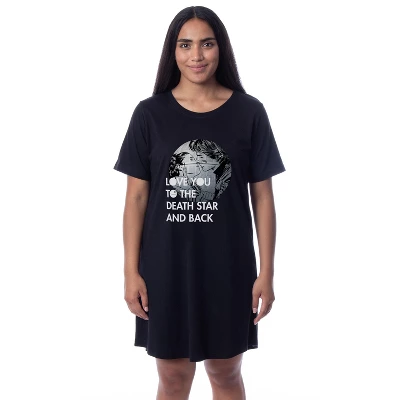 Star Wars Womens' Love You To The Death Star And Back Sleep Pajama Shirt Black 5 Star Wars Womens' Love You To The Death Star And Back Sleep Pajama Shirt Black - Image 3