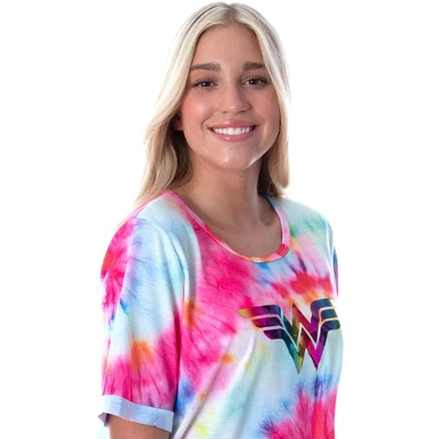 DC Comics Womens Wonder Woman Foil Logo Tie Dye Nightgown Sleep Shirt Multicolored 5 DC Comics Womens Wonder Woman Foil Logo Tie Dye Nightgown Sleep Shirt Multicolored - Image 3