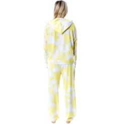 Minions Positive Vibes Tie Dye Womens' Pajama Cropped Hooded Jogger Set Yellow
