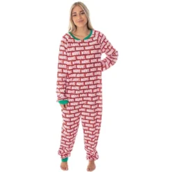 Marvel Logo Unionsuit With Christmas Lights Adult Onesie Pajamas Pjs Red -Intimo GUEST b859dc7a d433 44ef 9bb0 1e349f435c4e