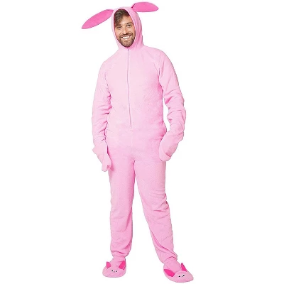 A Christmas Story Men's Ralphie Deranged Pink Bunny Suit Hooded Pajamas Pink 5 A Christmas Story Men's Ralphie Deranged Pink Bunny Suit Hooded Pajamas Pink - Image 3