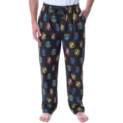 Harry Potter Adult Men's Hogwarts 4 House Crests Loungewear Pajama Pants Black -Intimo GUEST be1506b3 e91a 493c 8759 89a40c28b013