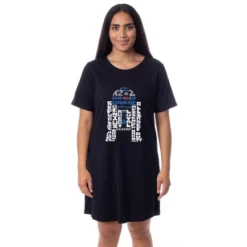 Star Wars Womens' Movie Film R2-D2 Droid Word Art Nightgown Sleep Pajama Black -Intimo GUEST bfa2b05a 17cc 4539 9797 3206d1a96ec5