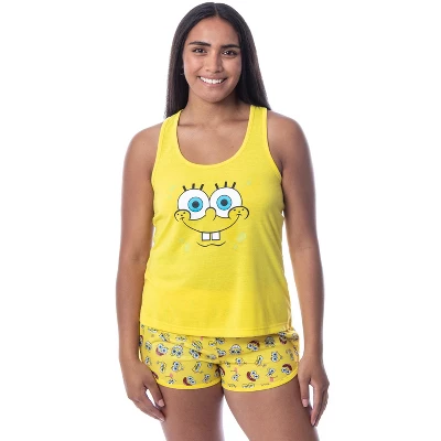 Nickelodeon SpongeBob SquarePants Womens' Faces Tank Pajama Short Set Yellow 6 Nickelodeon SpongeBob SquarePants Womens' Faces Tank Pajama Short Set Yellow - Image 4