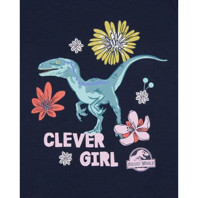 Jurassic World Girls' Movie Film Clever Girl Sleep Pajama Set Shorts Blue 4 Jurassic World Girls' Movie Film Clever Girl Sleep Pajama Set Shorts Blue - Image 2