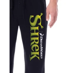 DreamWorks Shrek Men's Movie Film Title Logo Character Sleep Pajama Pants Black