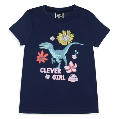 Jurassic World Girls' Movie Film Clever Girl Sleep Pajama Set Shorts Blue 3 Jurassic World Girls' Movie Film Clever Girl Sleep Pajama Set Shorts Blue