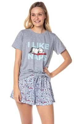 Peanuts Womens' Snoopy I Like Naps Character Sleep Pajama Set Shorts Multicolored 8 Peanuts Womens' Snoopy I Like Naps Character Sleep Pajama Set Shorts Multicolored - Image 6
