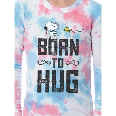 Peanuts Girls' Snoopy Born To Hug Unisex Child 2 Piece Sleep Pajama Set Multicolored 4 Peanuts Girls' Snoopy Born To Hug Unisex Child 2 Piece Sleep Pajama Set Multicolored - Image 2