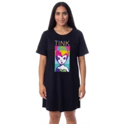 Disney Womens' Tinker Bell Pop Art Character Nightgown Sleep Pajama Shirt Black -Intimo GUEST dc472534 cd9a 4bdd acb5 b7239bc82659
