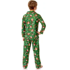 Elf The Movie Boys' Film OMG! Santa! I Know Him! Button Sleep Pajama Set Green