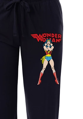 DC Womens' Vintage Wonder Woman Logo Comic Book Style Sleep Pajama Pants Black 4 DC Womens' Vintage Wonder Woman Logo Comic Book Style Sleep Pajama Pants Black - Image 2