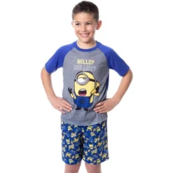 Despicable Me Boys' Minions Bello? Raglan Sleep Pajama Set Shorts Shirt Multicolored -Intimo GUEST eb738179 7e5a 420d 852e 77884d77782e