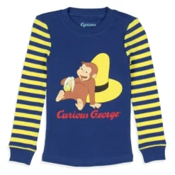 Curious George Toddler Boys' Tight Fit Striped Sleep Pajama Set Long Sleeves Blue