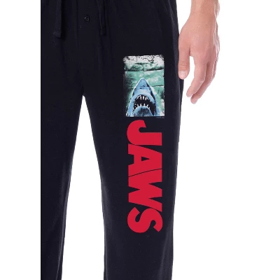 Jaws Mens' Classic Film Movie Title Logo Distressed Sleep Pajama Pants Black 3 Jaws Mens' Classic Film Movie Title Logo Distressed Sleep Pajama Pants Black