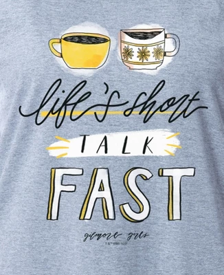 Gilmore Girls Womens' Coffee Life's Short Nightgown Sleep Pajama Shirt Grey 4 Gilmore Girls Womens' Coffee Life's Short Nightgown Sleep Pajama Shirt Grey - Image 2