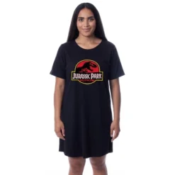 Jurassic Park Womens' Dinosaur Film Logo Nightgown Sleep Pajama Shirt Black -Intimo GUEST fc393927 3df2 4a2e a96e 49276ee5959d