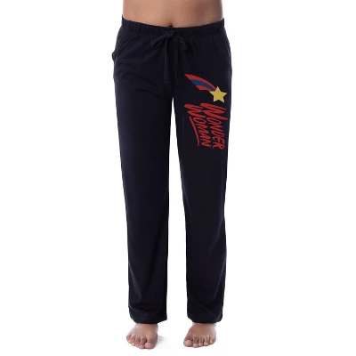 DC Womens' Wonder Woman Classic Star Stripe Logo Sleep Pajama Pants Black 5 DC Womens' Wonder Woman Classic Star Stripe Logo Sleep Pajama Pants Black - Image 3